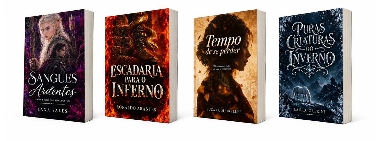 capas de livros de fantasia, aventura e romance