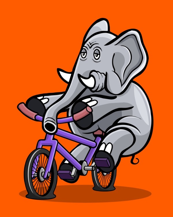 ilustracao elefante bicicleta